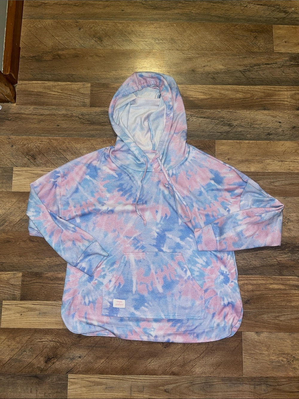 Simply southern size Small Pastel Tie-Dye Hoodie long sleeve top - Pink & Blue